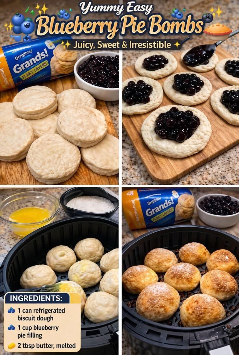 These bite-sized treats are filled with gooey blueberry goodness and wrapped in a golden, flaky crust. Sweet, juicy, and perfect for a quick dessert!