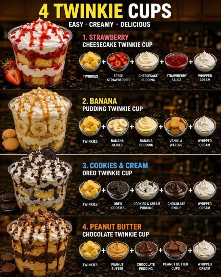 Creamy pudding layers, soft Twinkies, rich toppings & the perfect sweet crunch in every bite 