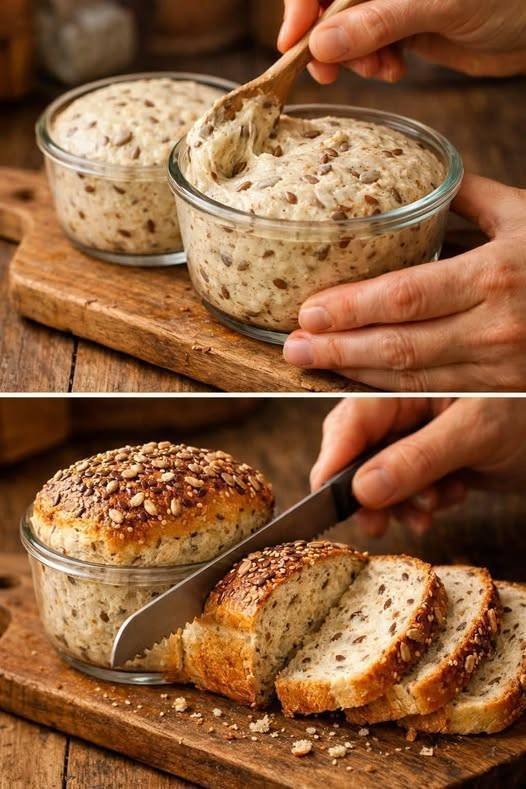 I don’t eat white flour! Bread in a jar in a minute! No yeast, no sugar only 3-Ingredient Simple Seeded Bread!