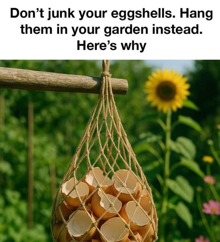 Don’t junk your eggshells. Hang them in your garden instead. Here’s why