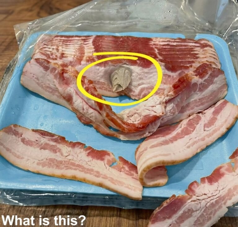 I went to the store and bought some bacon, brought it home to eat. When I opened the package and took a few slices, I found this in the bacon. Honestly, my appetite disappeared instantly. I’ve been sitting in the kitchen for half an hour staring at it, trying to figure out what it is. Does anyone know what this could be? Check the first comment for the answer 