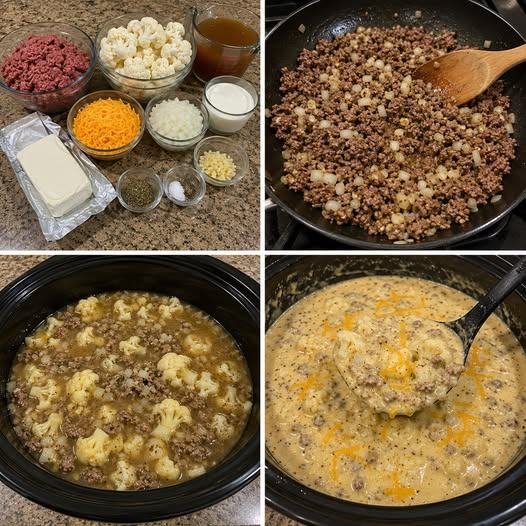 Keto Cauliflower & Hamburger Soup
