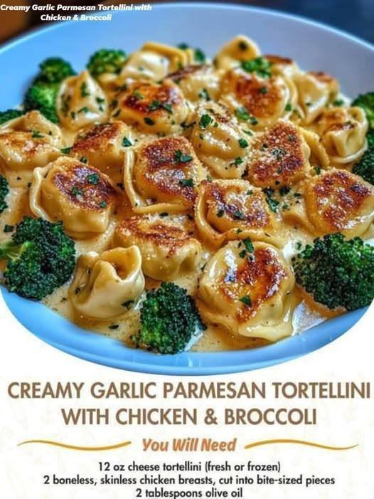 Creamy Garlic Parmesan Tortellini with Chicken & Broccoli