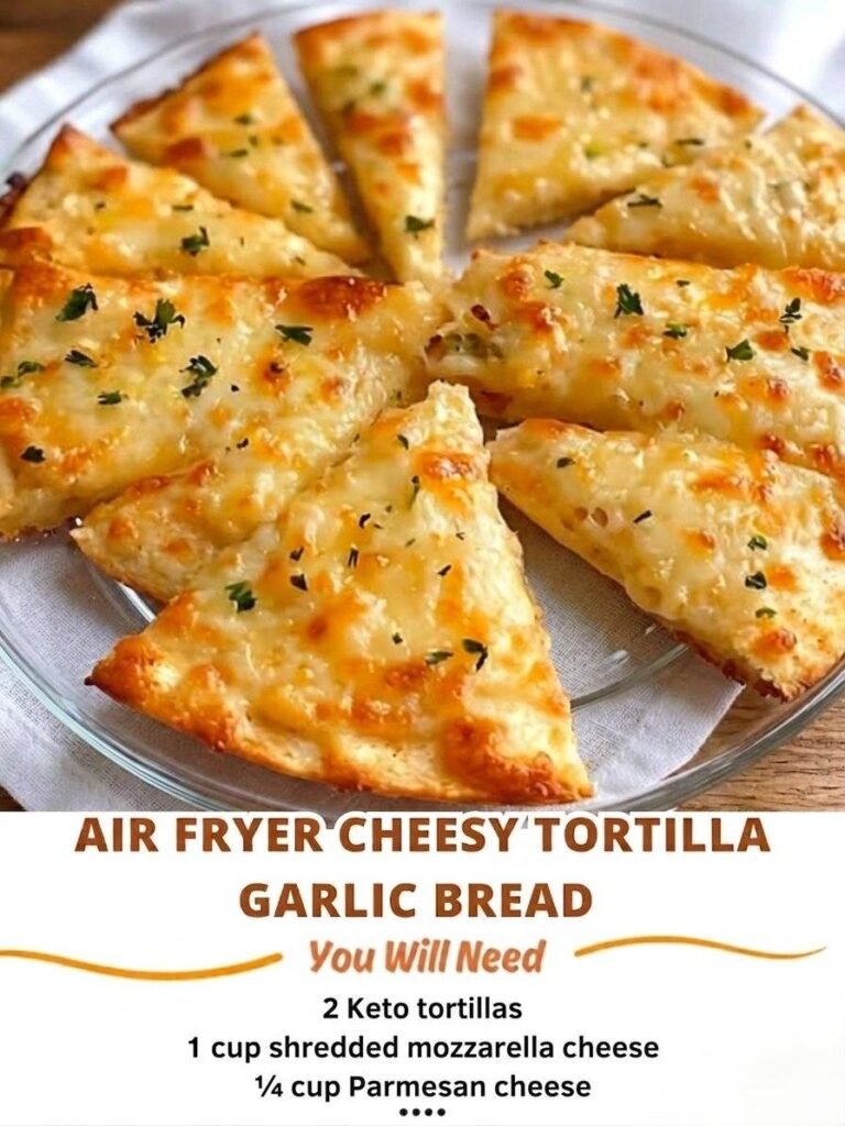 Keto Air Fryer Cheesy Tortilla Garlic Bread