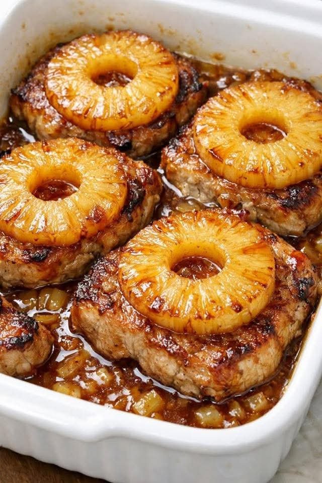  Oven-Baked 3-Ingredient Pork Chops with Pineapple