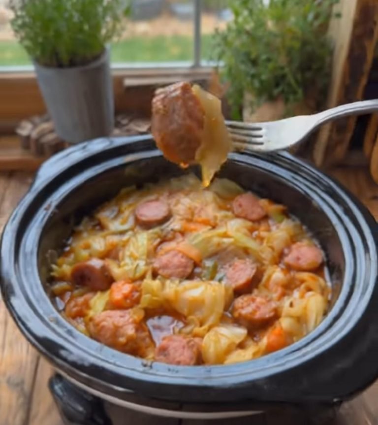 Slow Cooker Cabbage and Beef Sausage